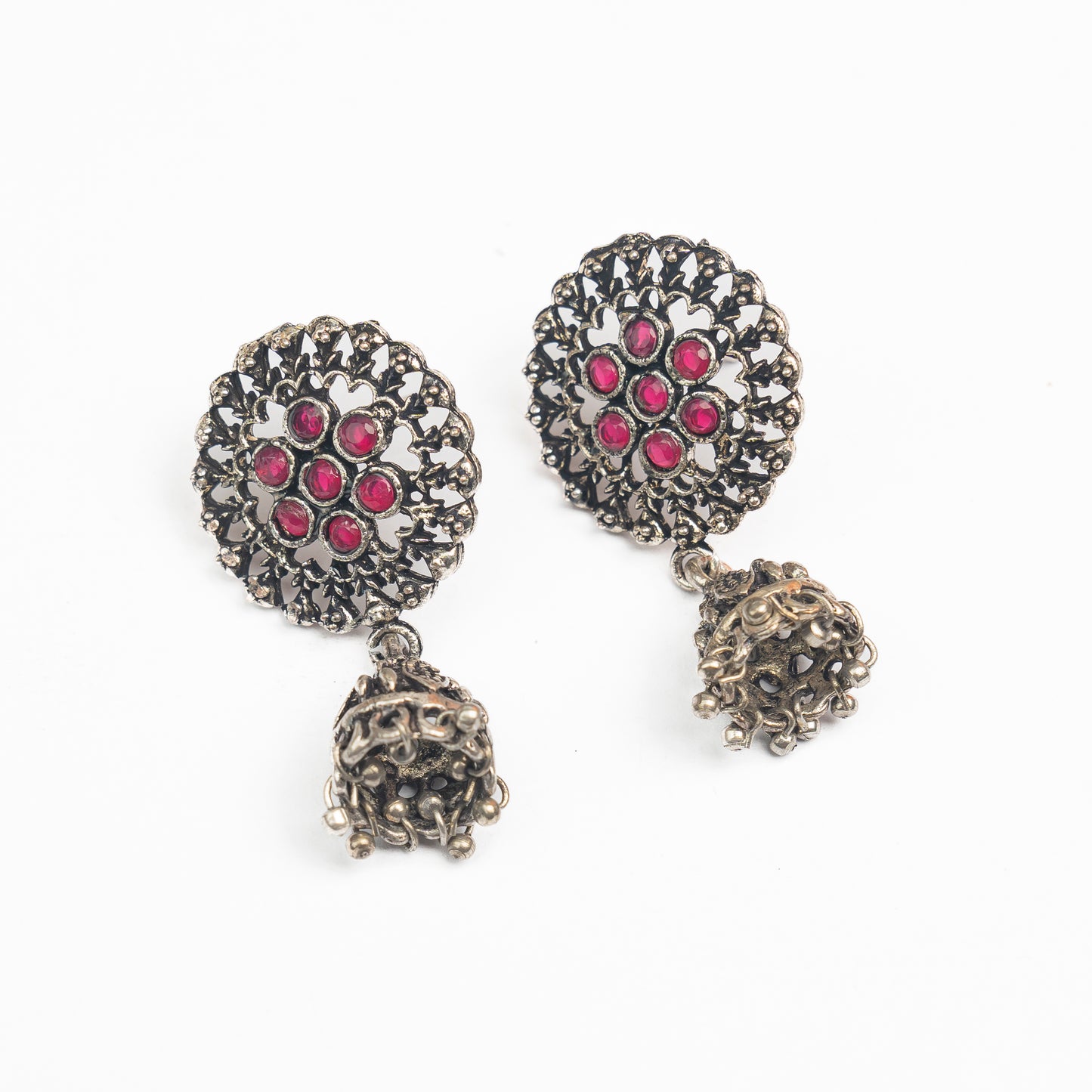 Meena Manjari Jhumki earrings (Red)