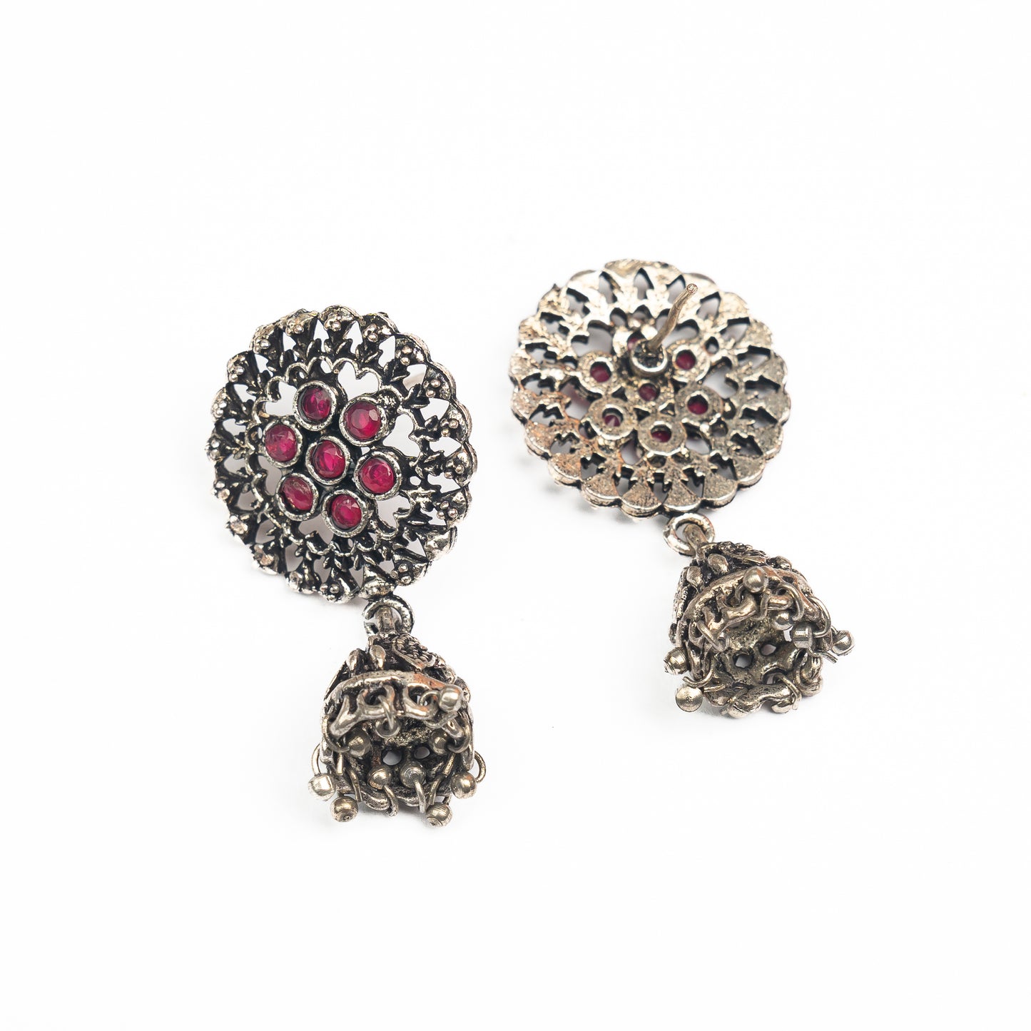 Meena Manjari Jhumki earrings (Red)