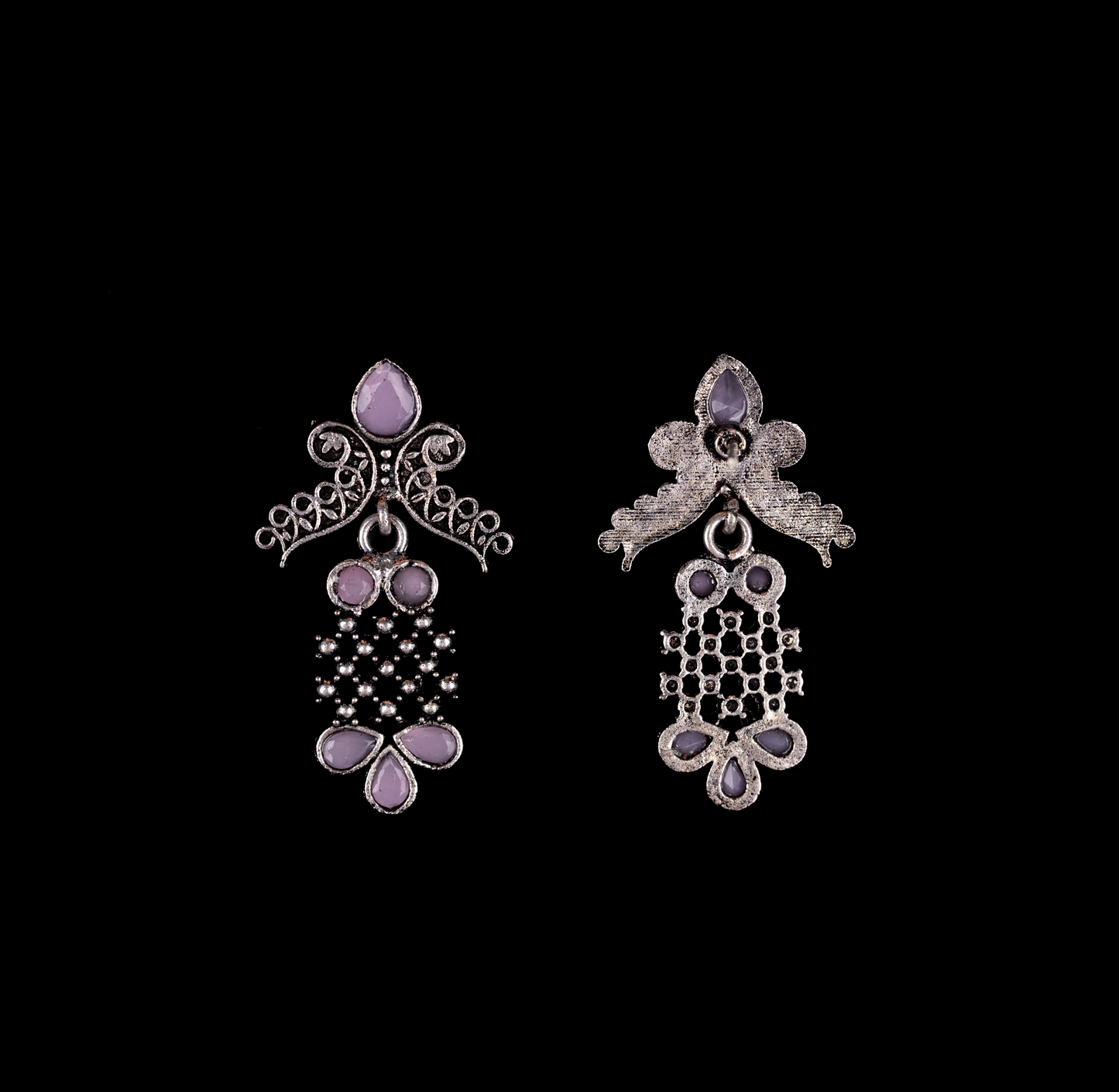 Baby Pink Stone Studded Lightweight German Silver Stud Earrings