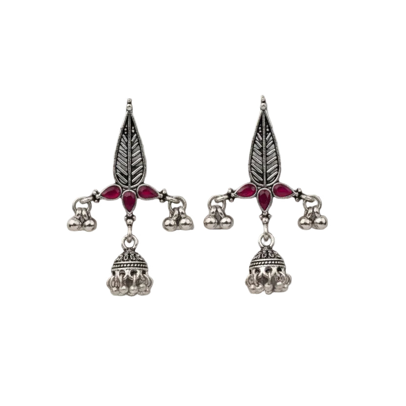 Nature's embrace jhumki earrings (Red)