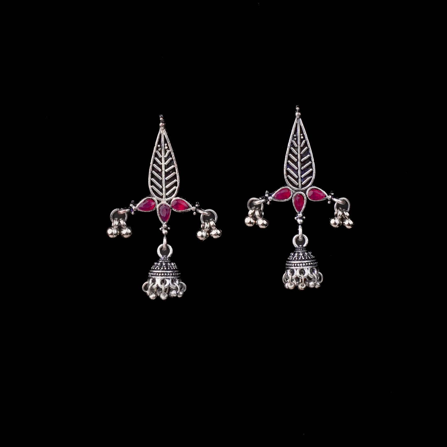 Nature's embrace jhumki earrings (Red)