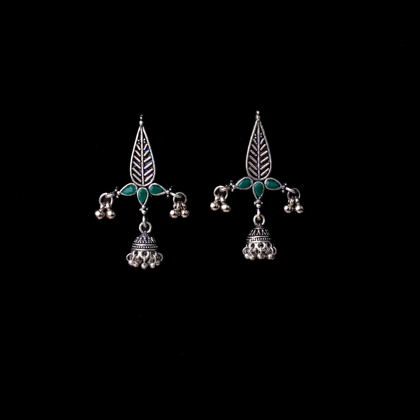 Nature's embrace jhumki earrings (Green)
