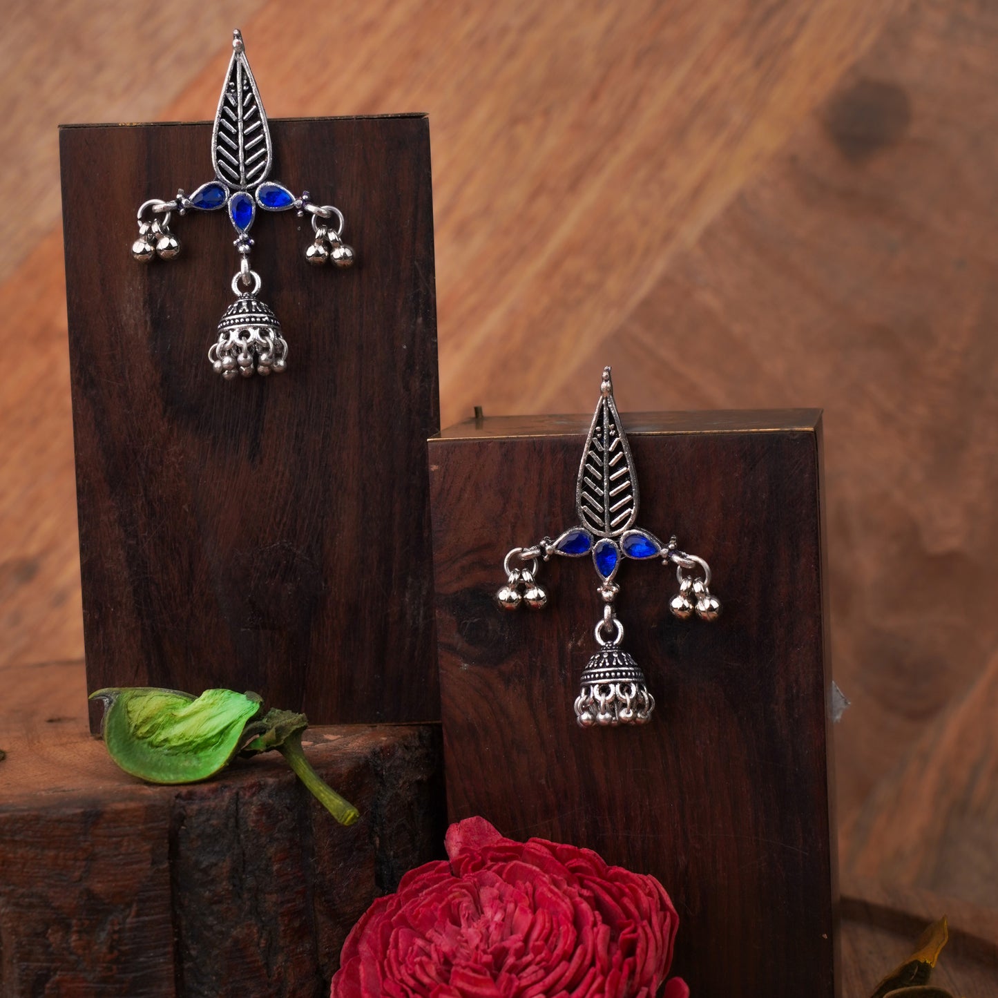 Nature's embrace jhumki earrings (Blue)