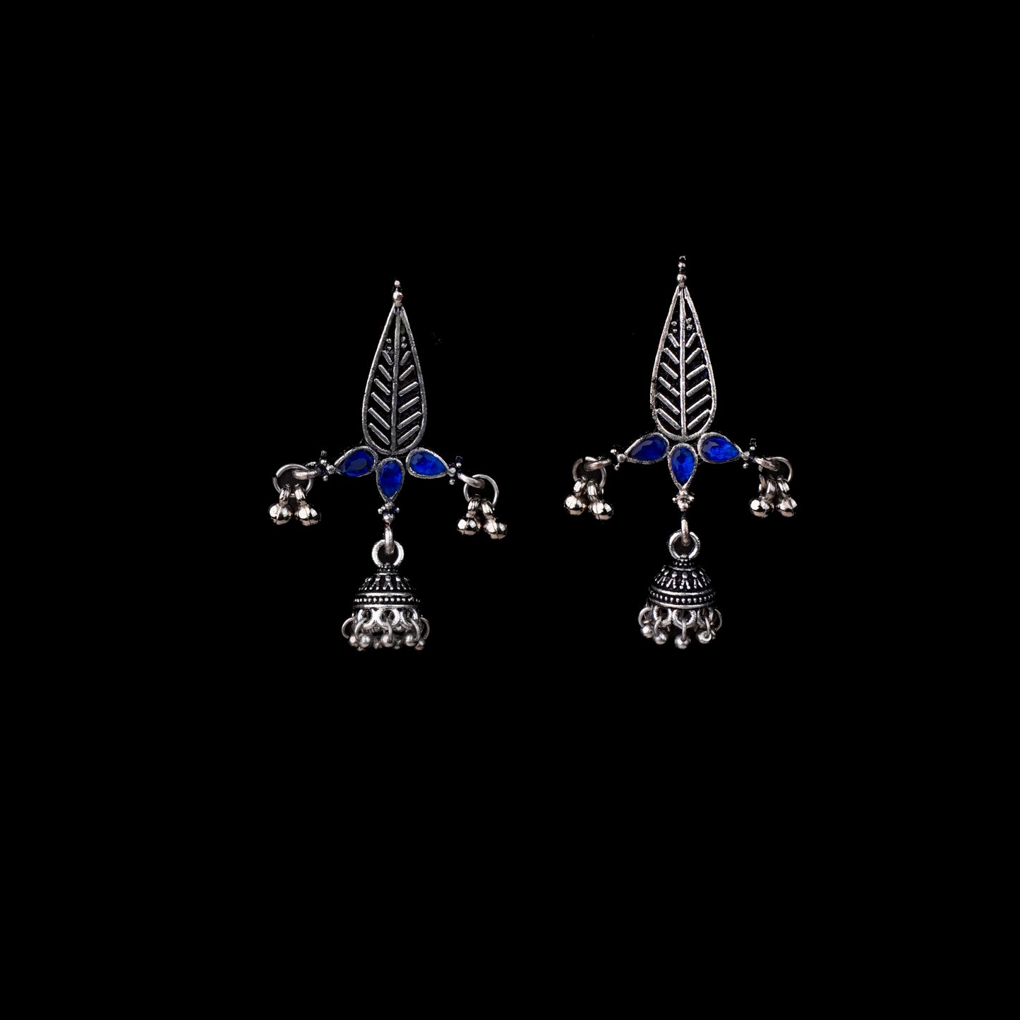 Nature's embrace jhumki earrings (Blue)