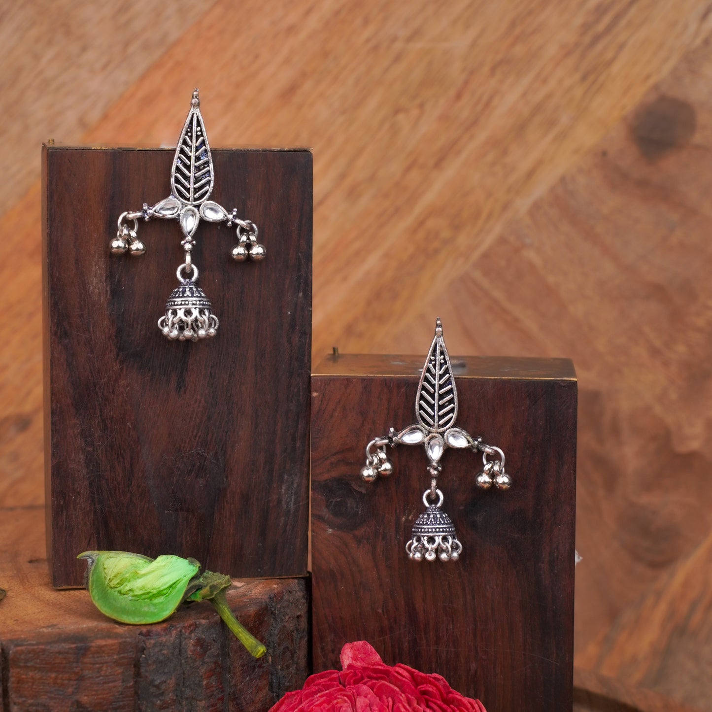 Nature's embrace jhumki earrings (White)