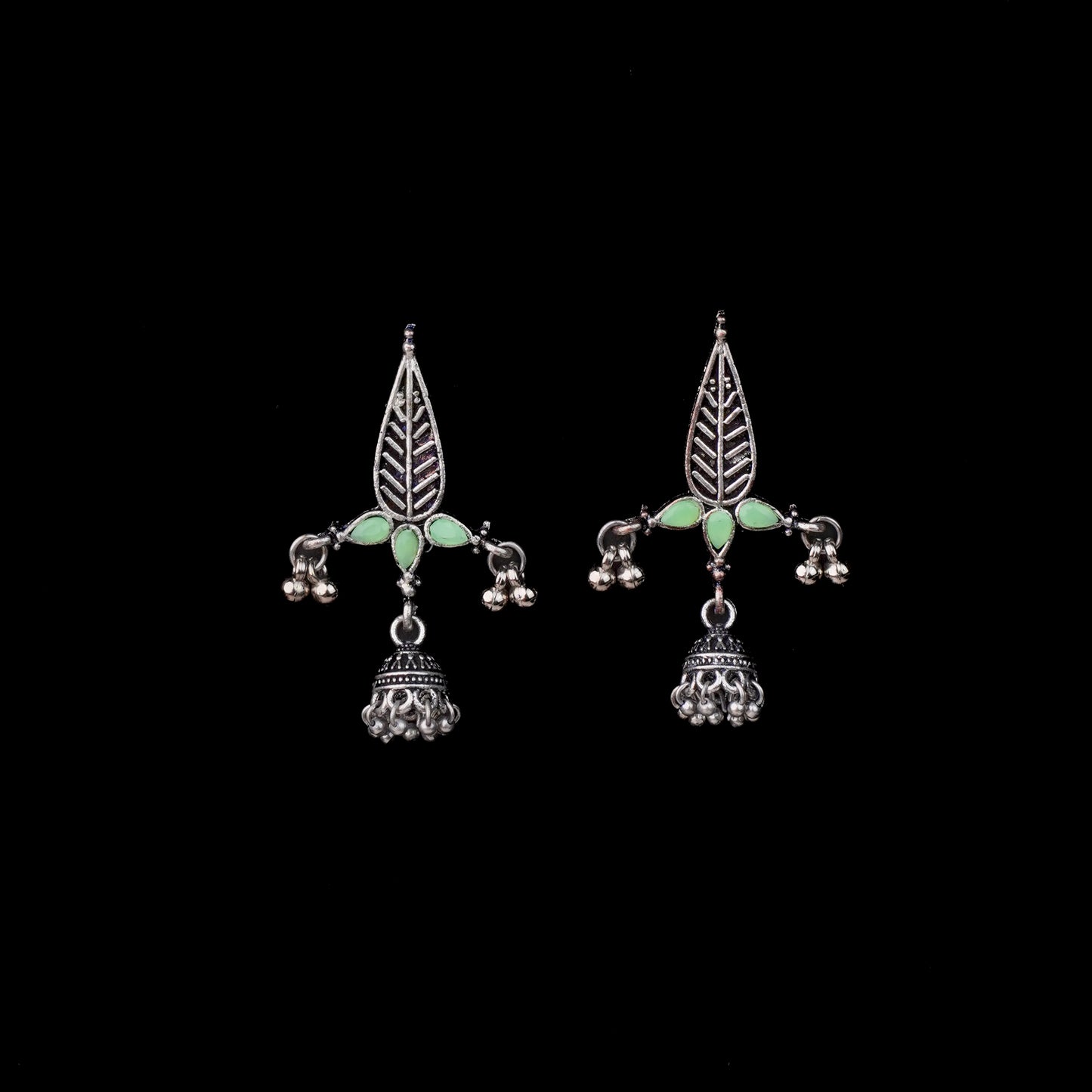 Nature's embrace jhumki earrings (Pista)