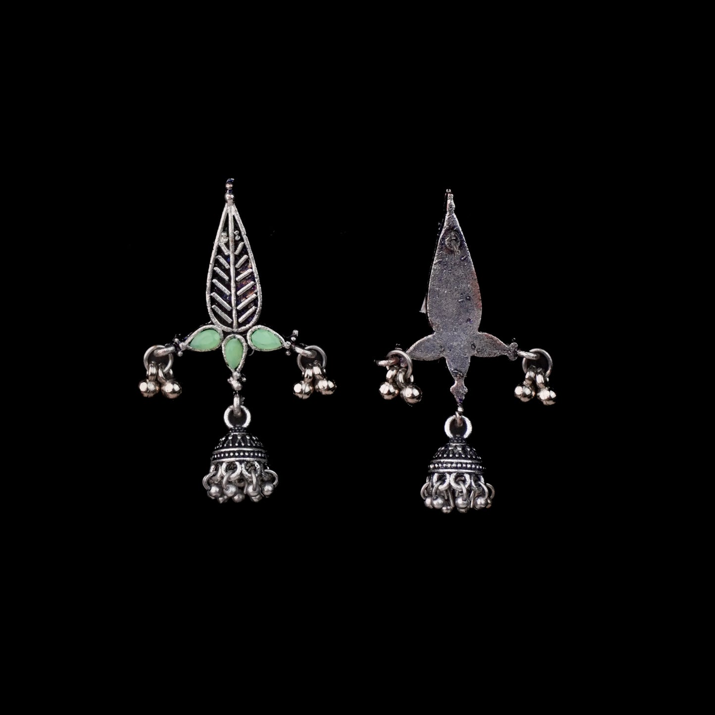 Nature's embrace jhumki earrings (Pista)
