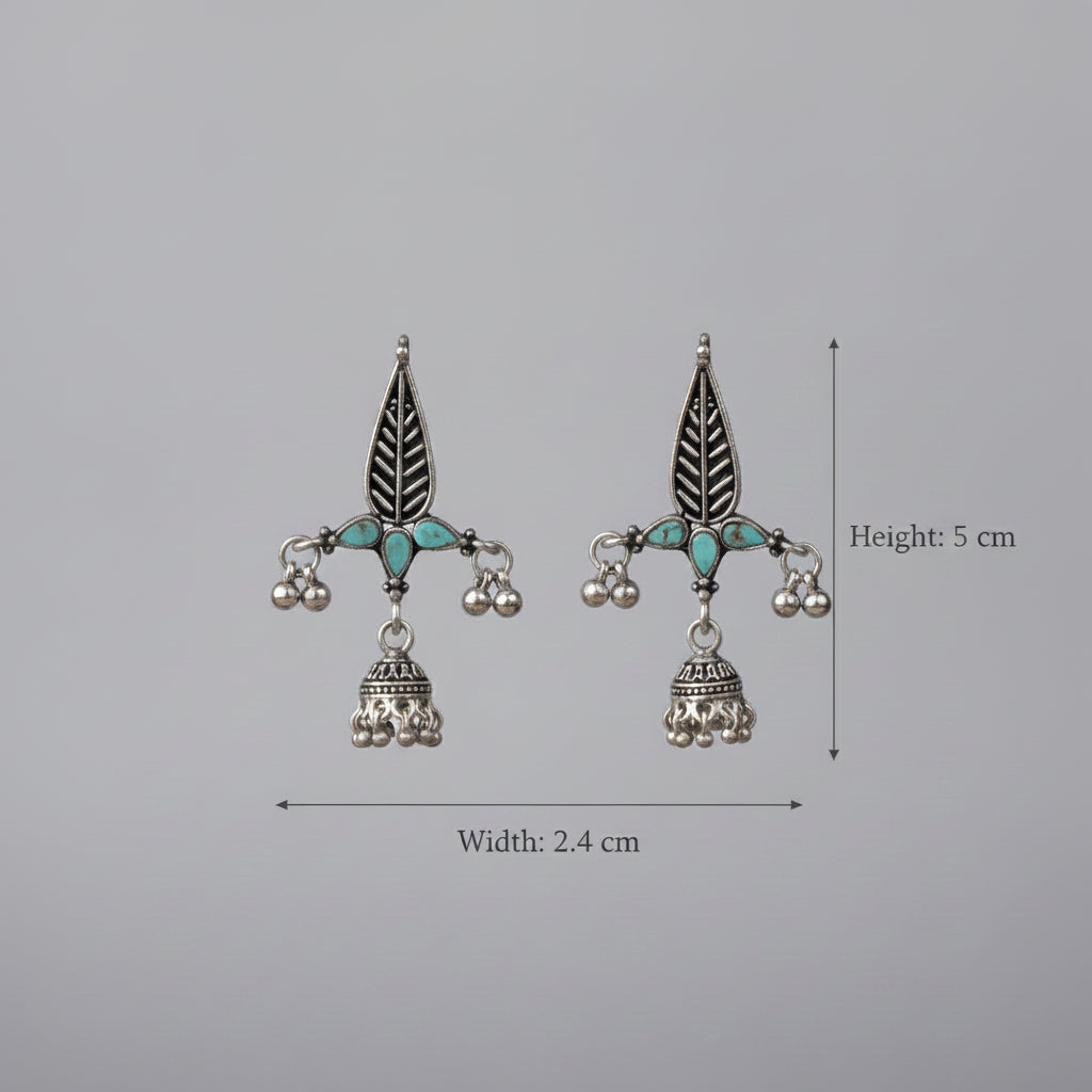 Nature's embrace jhumki earrings (Mint)
