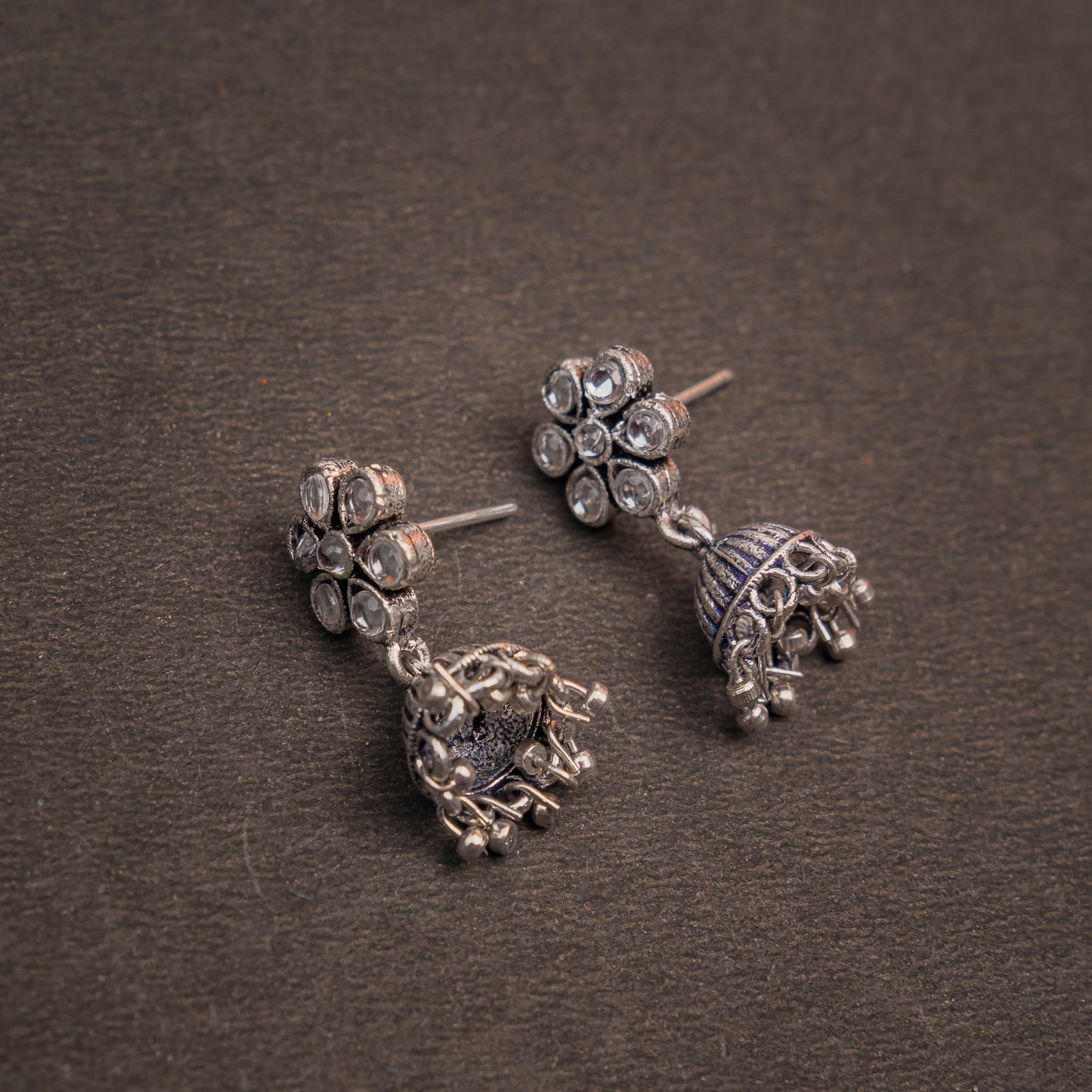Floral flawlessness jhumki earrings (White)