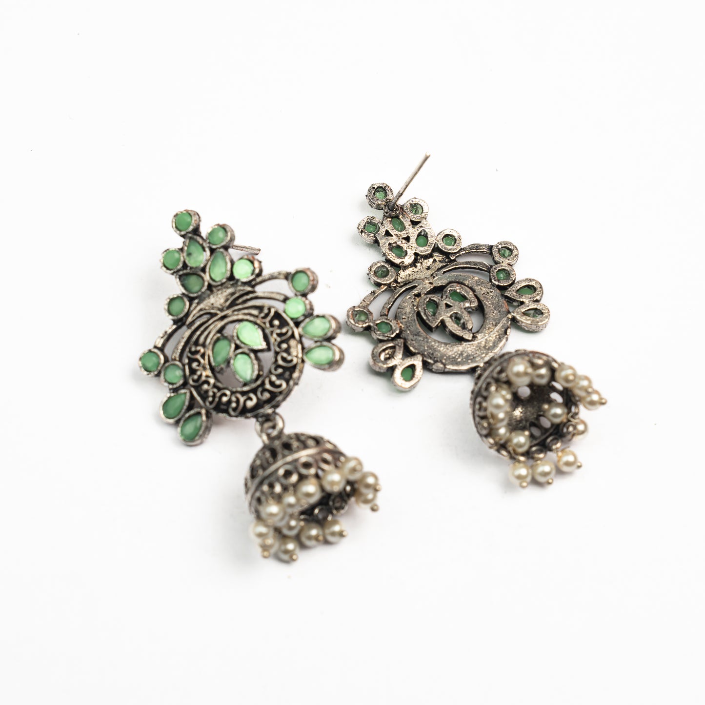 Mughal majesty jhumka earrings (Pista)