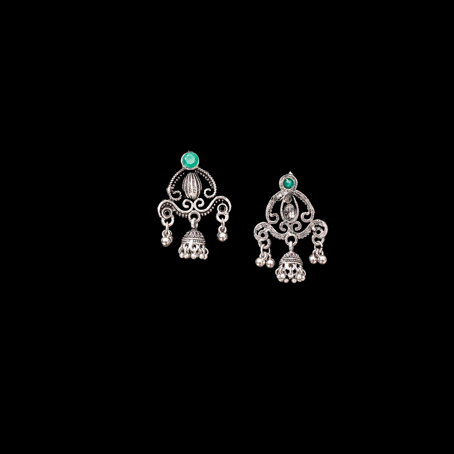Swirly strings jhumki earrings (Green)
