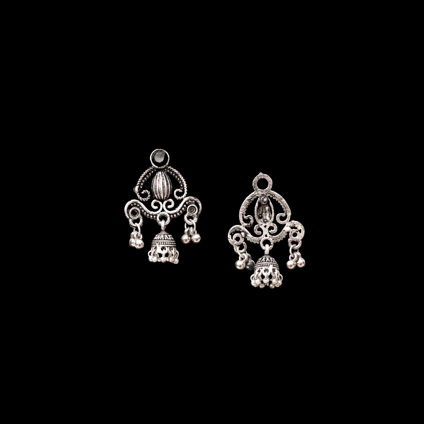 Swirly strings jhumki earrings (Black)
