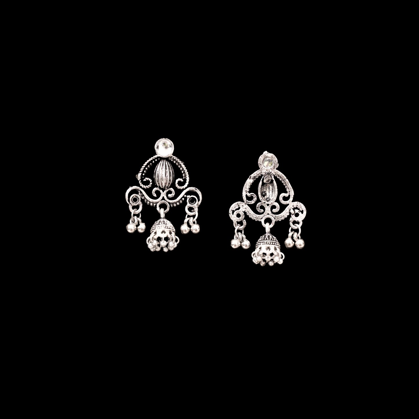 Swirly strings jhumki earrings (White)