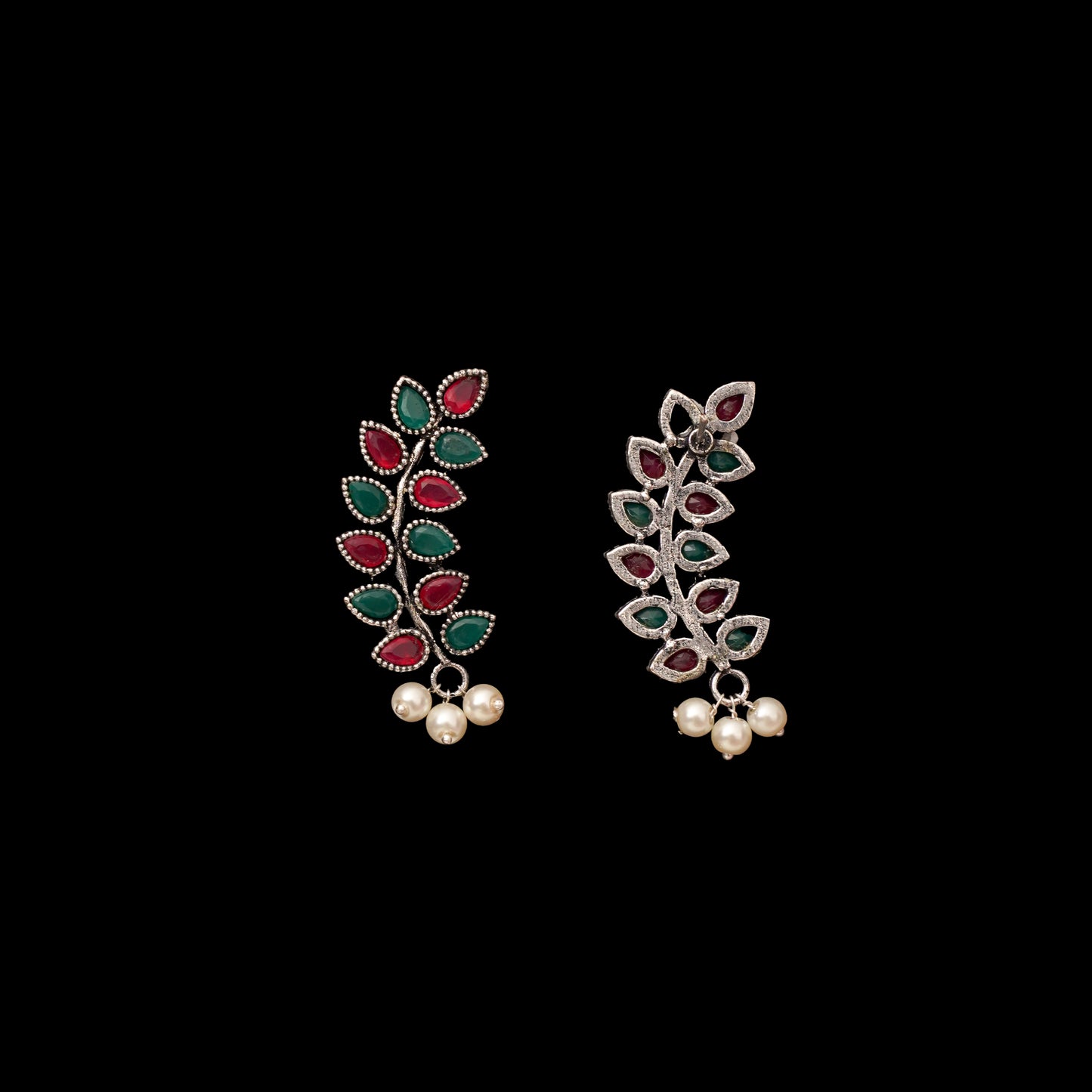 Flower frame stud earrings (Multicolored)