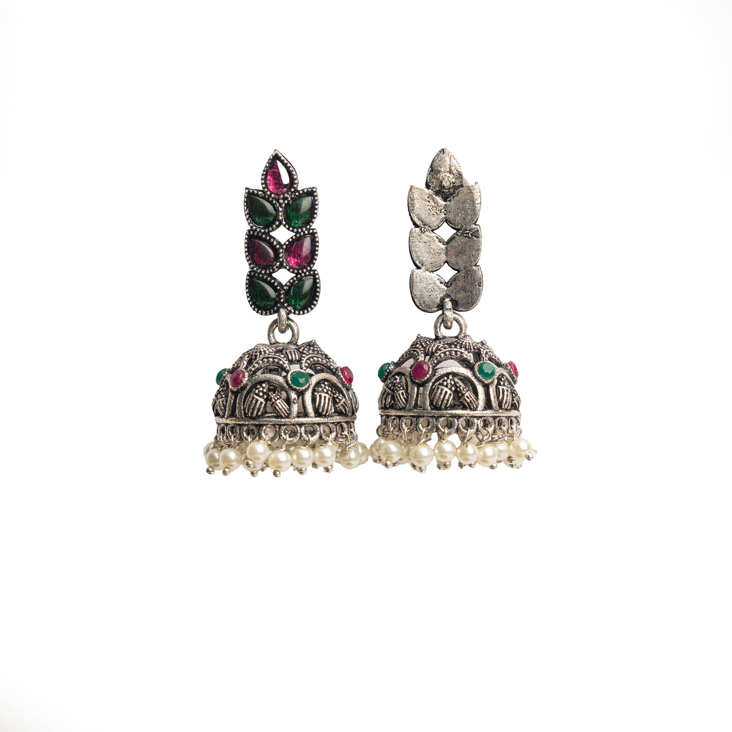 Leaf Cascade jhumki earrings (Multicolored)