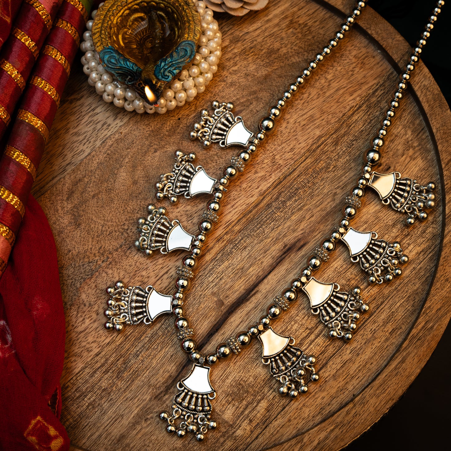 Twinkle waist oxidised kamarband (Silver)