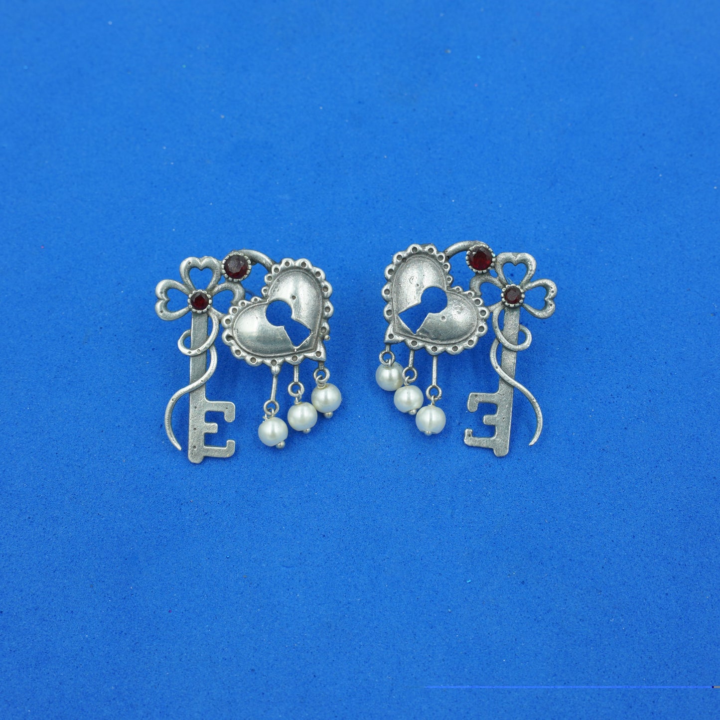 Lock & Key Oxidised Earrings