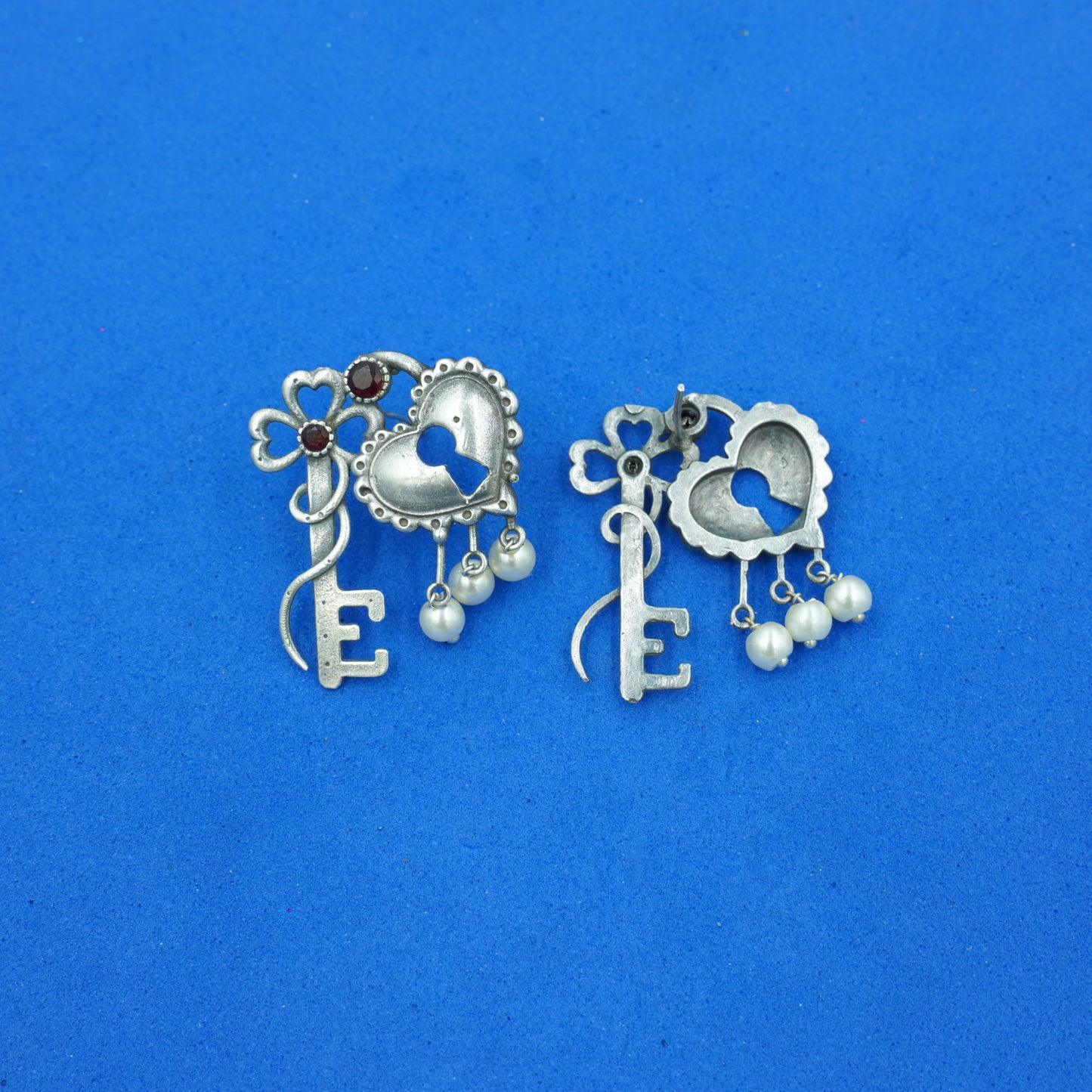 Lock & Key Oxidised Earrings