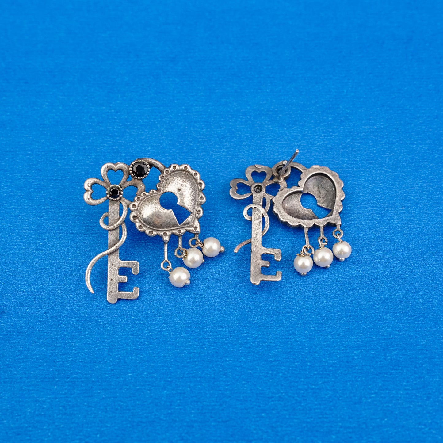 Lock & Key Oxidised Earrings