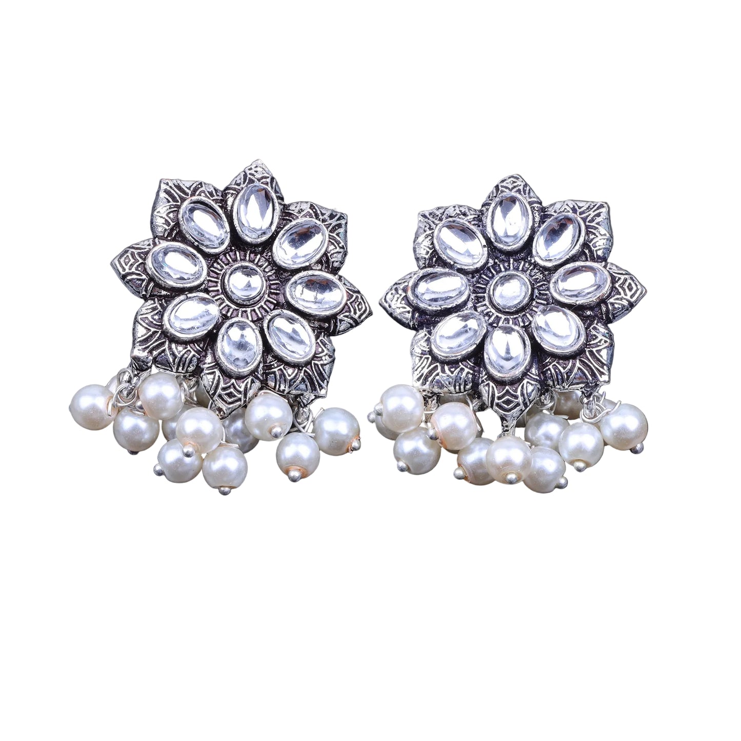 Jugni vibrant stud earrings (White)