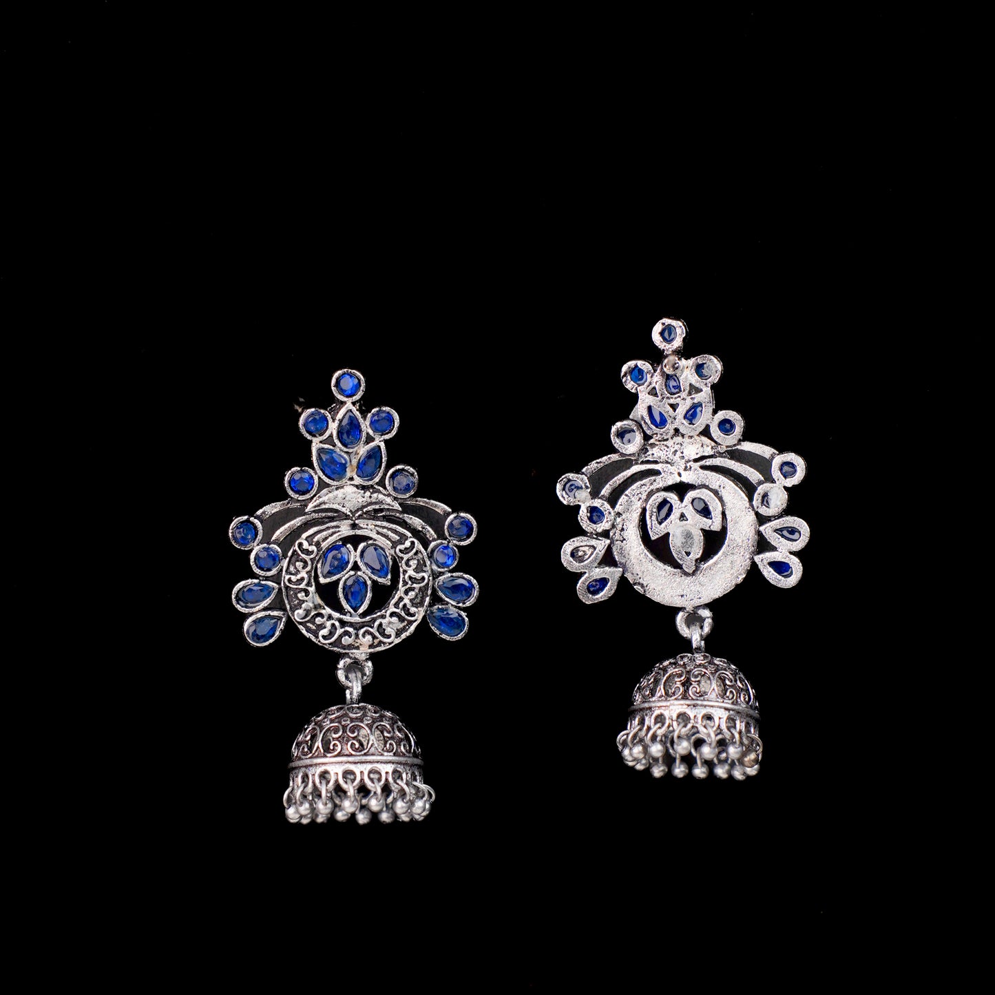 Mughal majesty jhumka earrings (Blue)