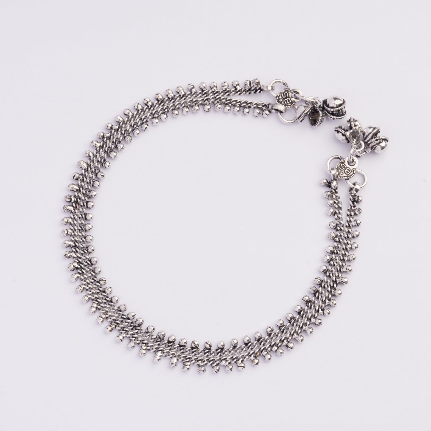 Boho bindass beaded anklet (Silver)