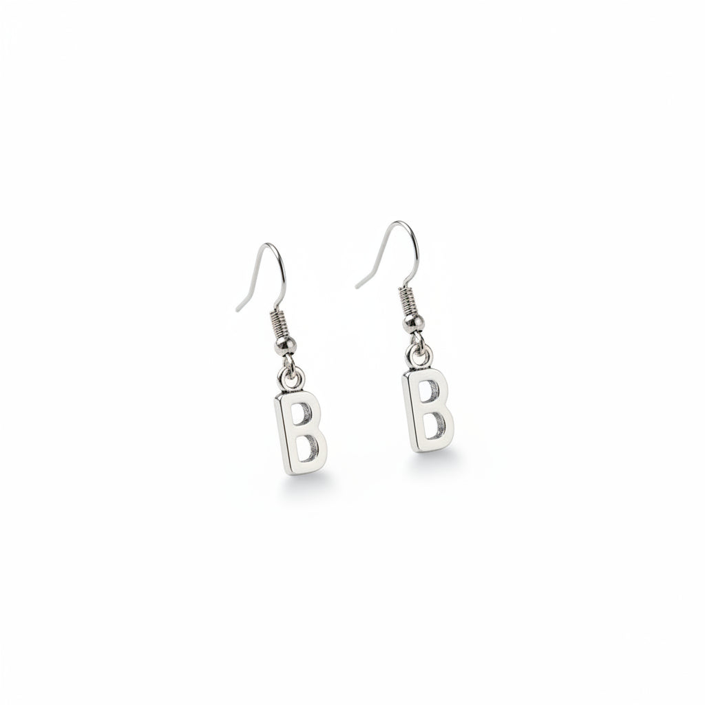 Trendy Metallic Capital Letter 'B' Dangle Earring