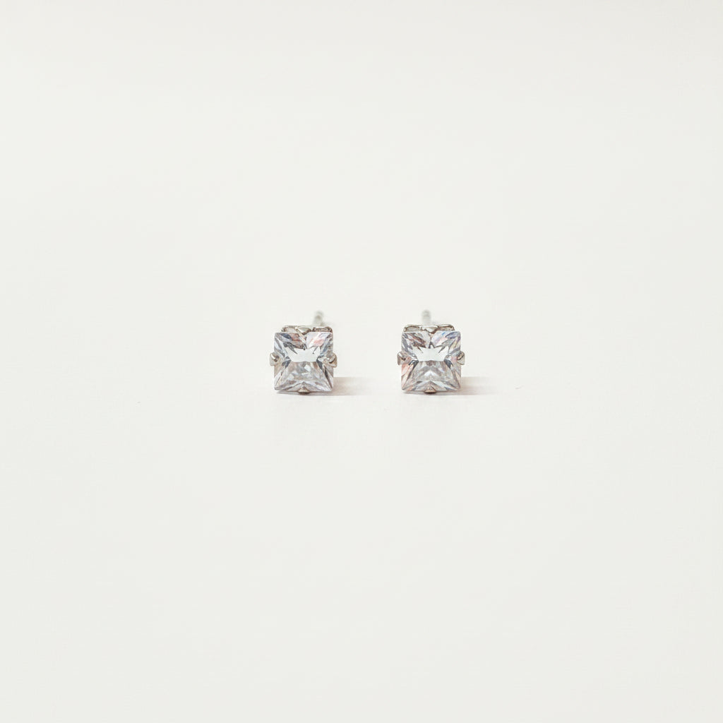 Zirconia Crystal Square Stud Earrings