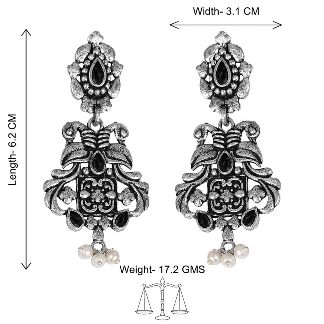 Peacock glow stone studded dangler & Feathered Grace dangler Combo set