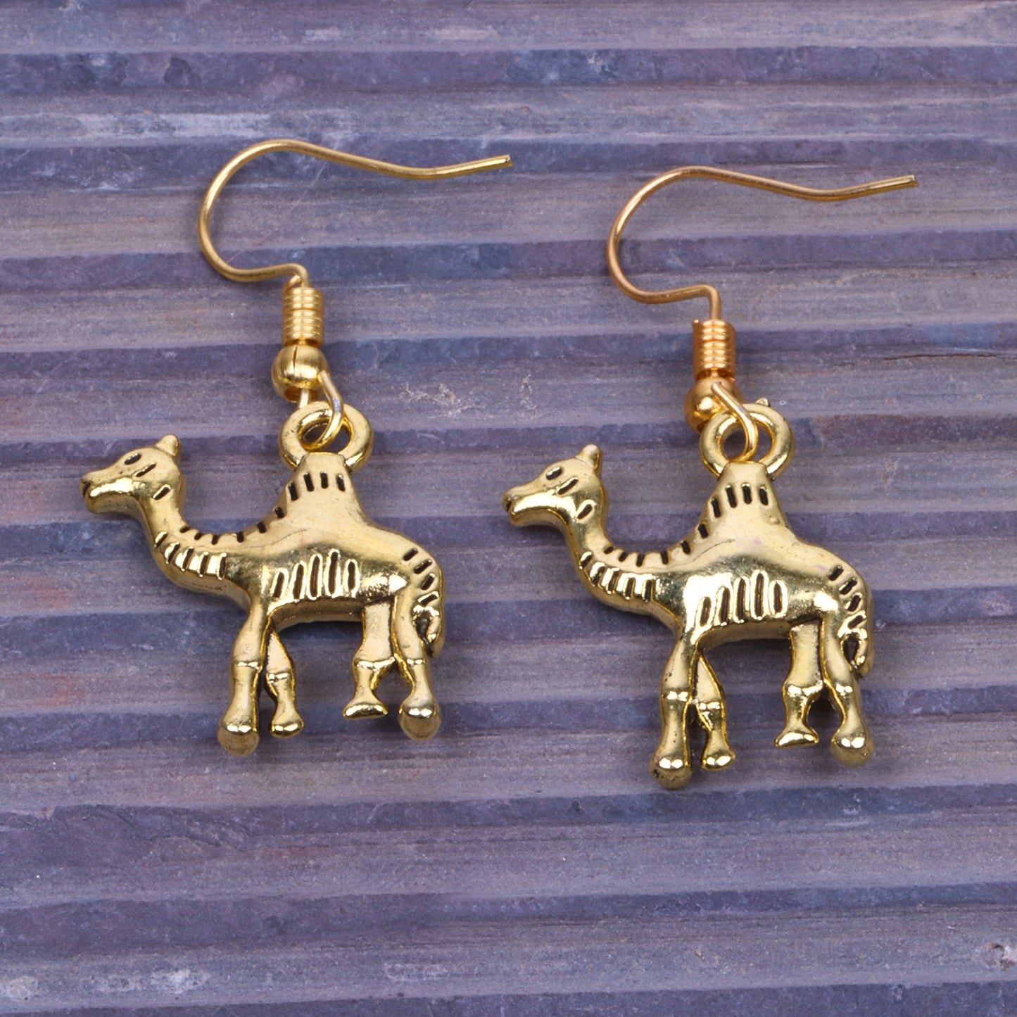Camel dangler earrings