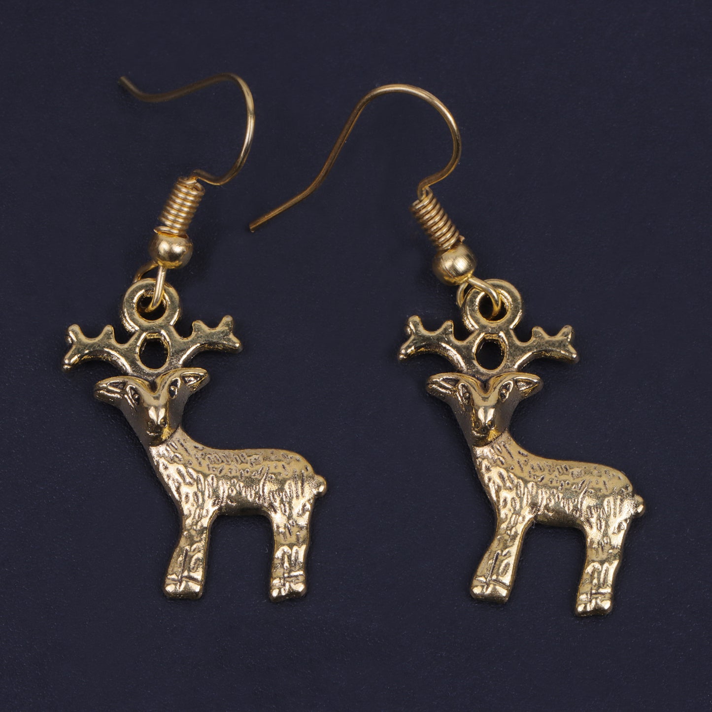 Deer Shaped Golden Polished Oxidised Danglers