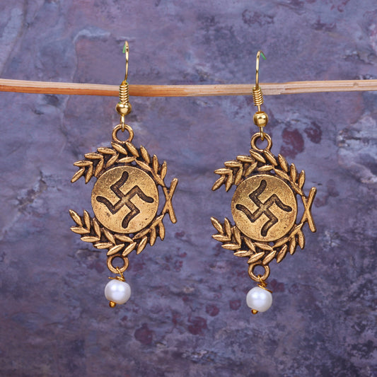 Pious Swastik dangler earrings