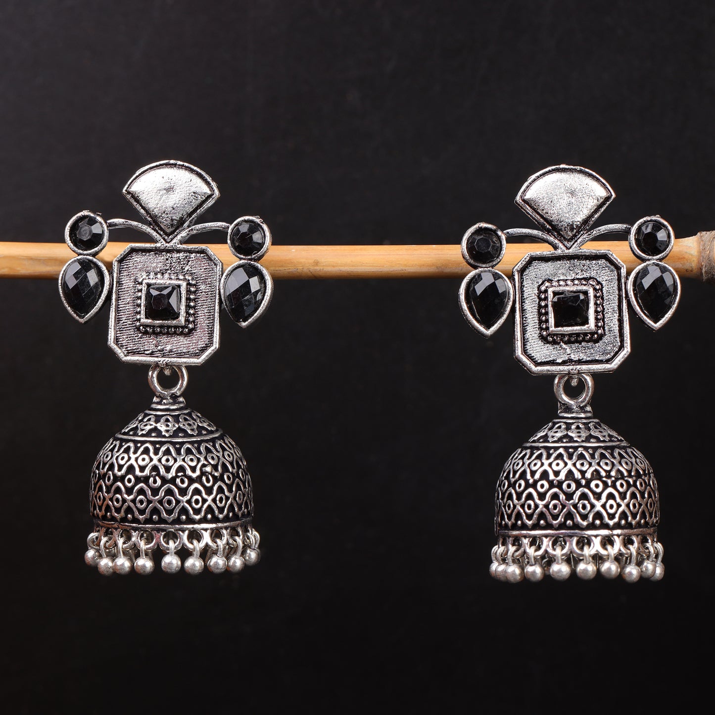 Gorgeous Geometry jhumka earring (Black)