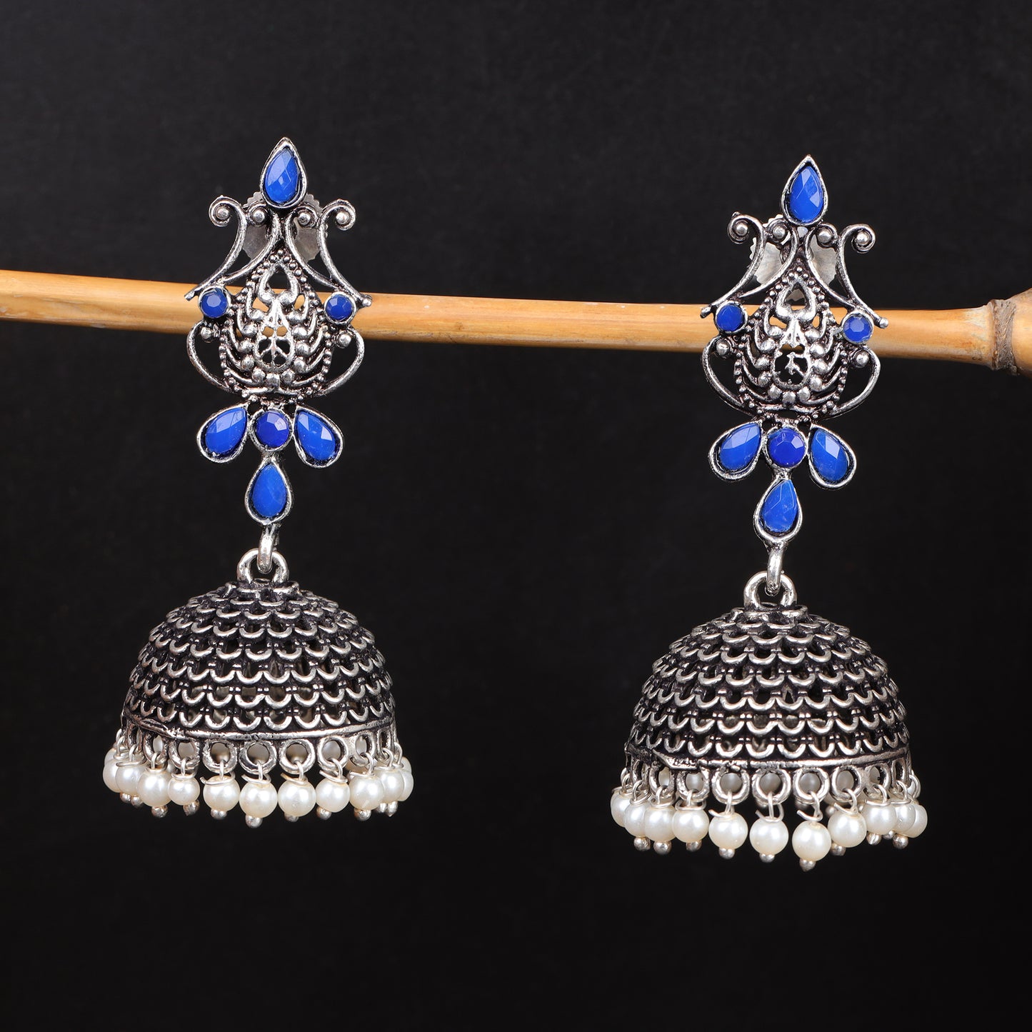 Kalash Kamal Jhumka earring (Blue)