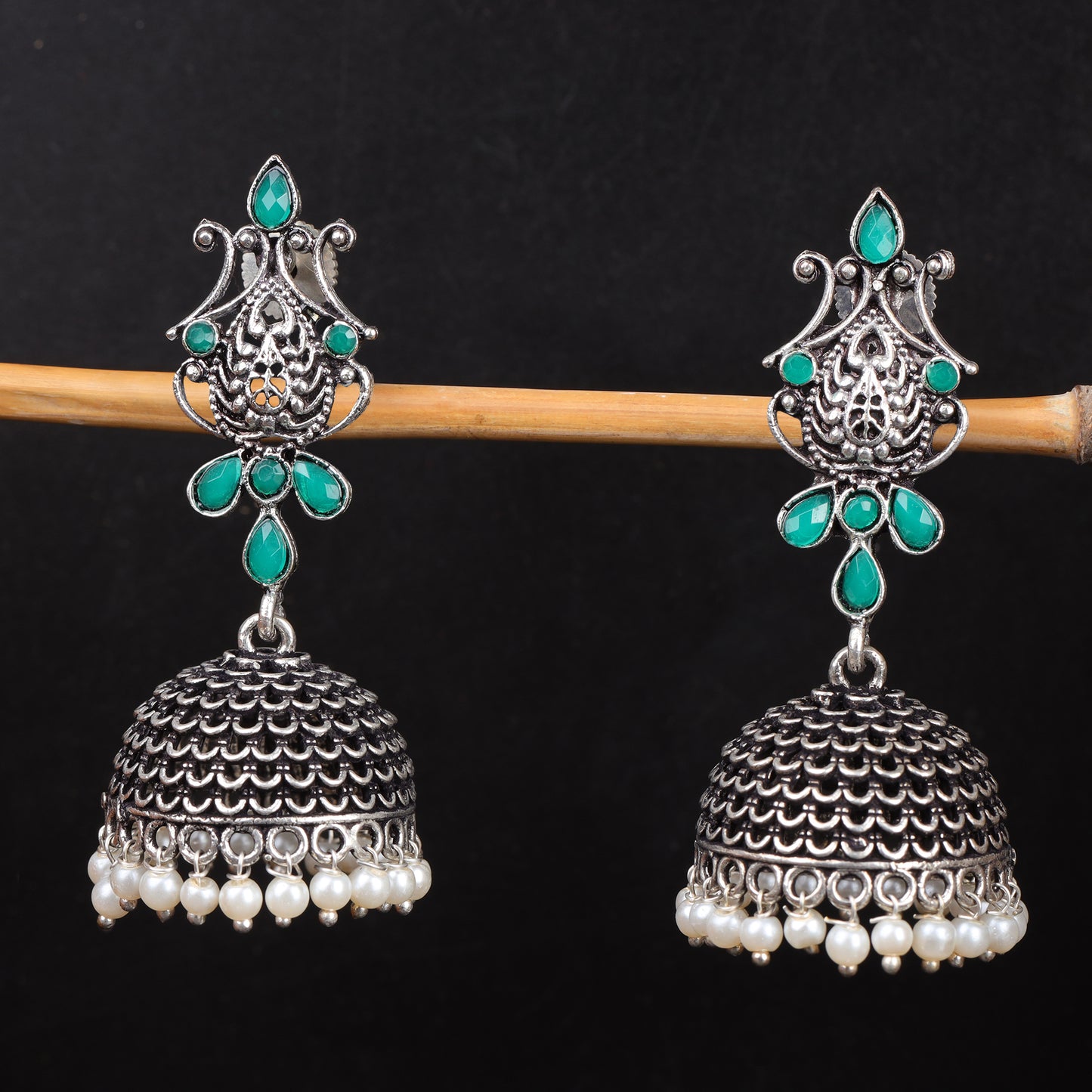 Kalash Kamal Jhumka earring (Green)
