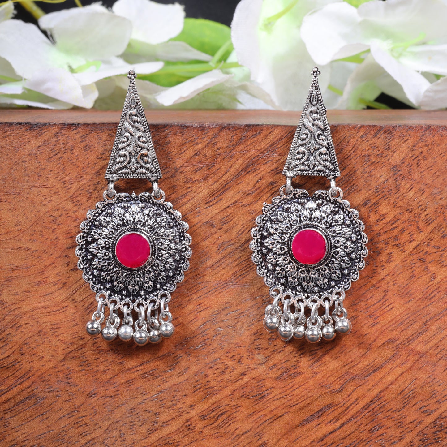 Shine Fine Dangler Earrings (Red)