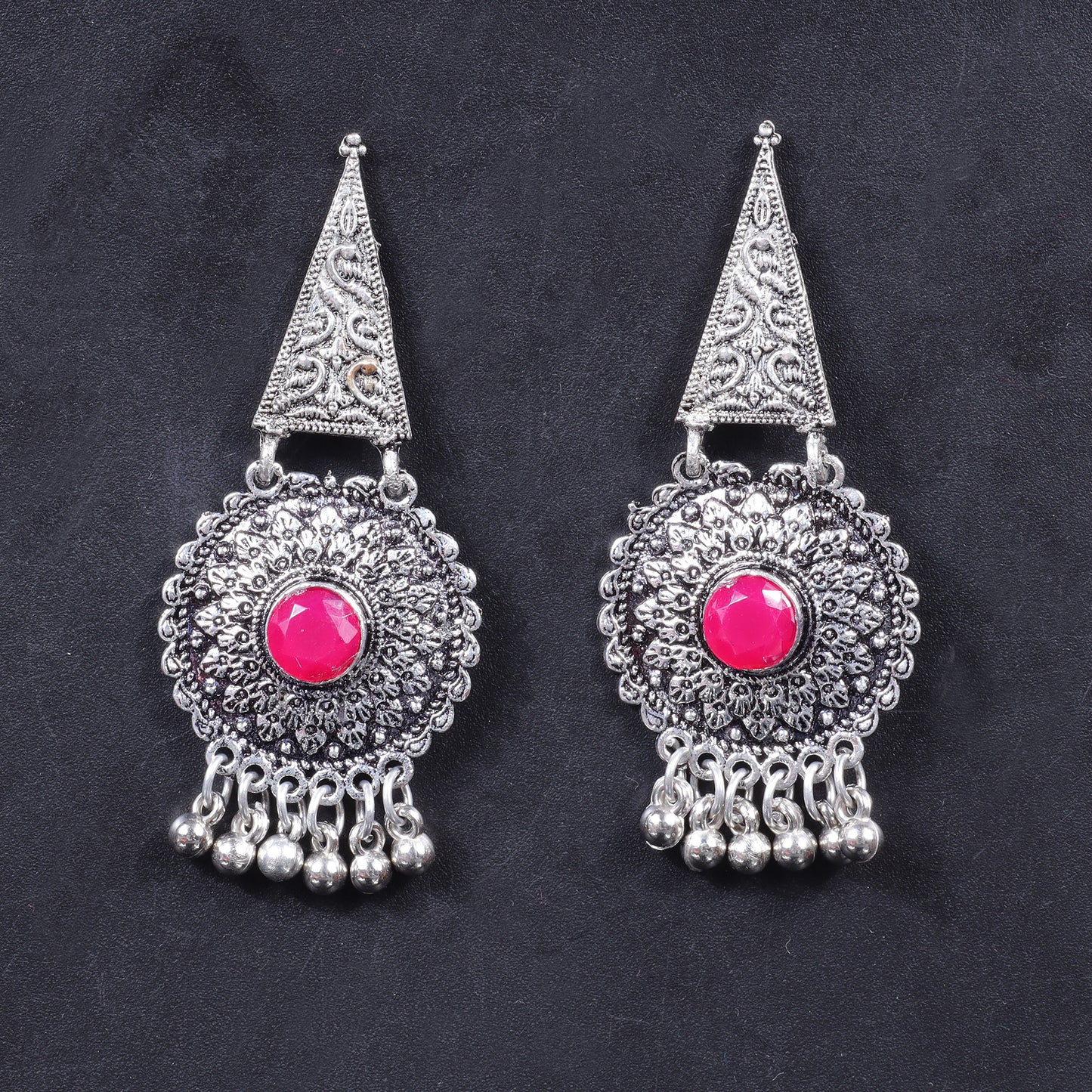 Shine Fine Dangler Earrings (Red)