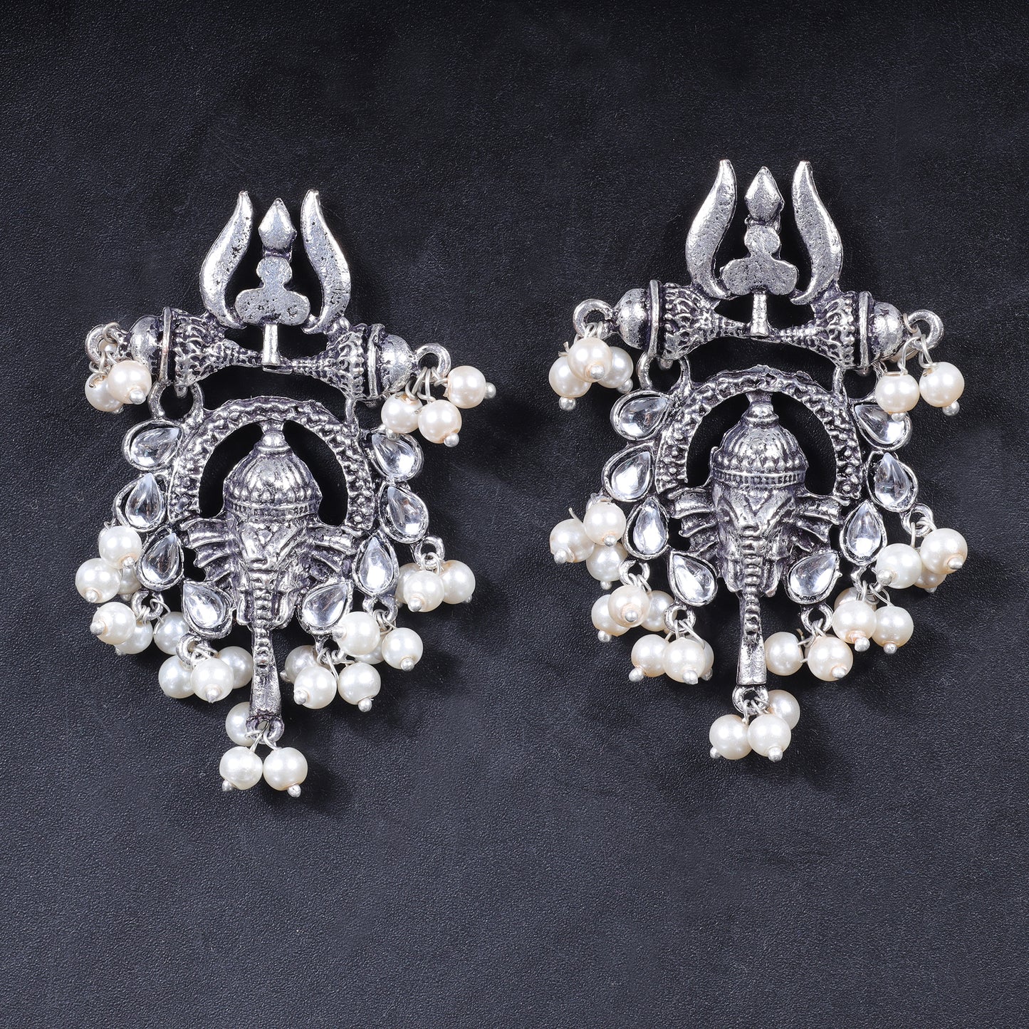 Sacred Sparkle pearl dangler earrings (White)
