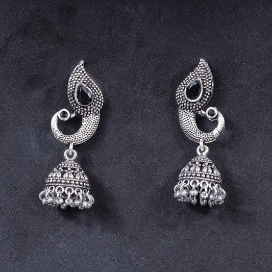 Paisley Swirl Ghungroo jhumki earring (Black)