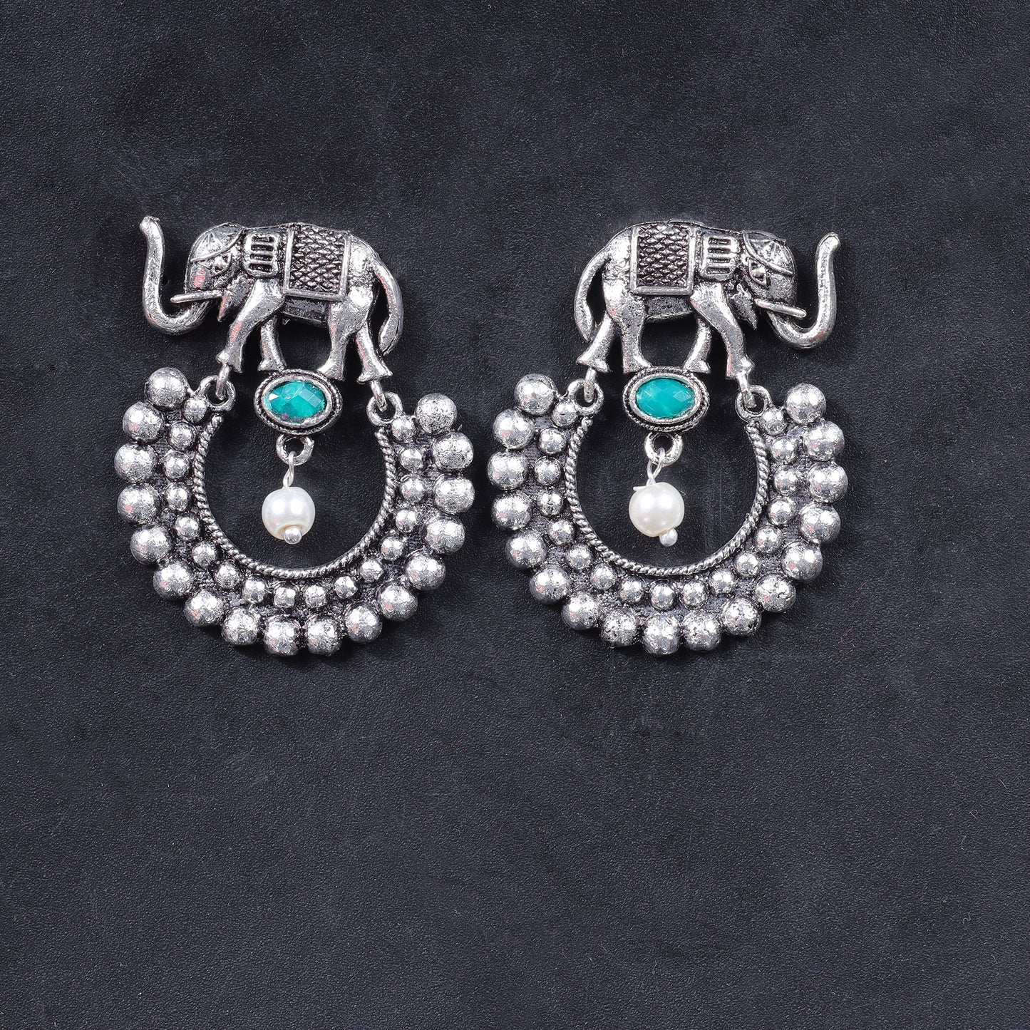 Elephant Arc dangler earrings (Green)