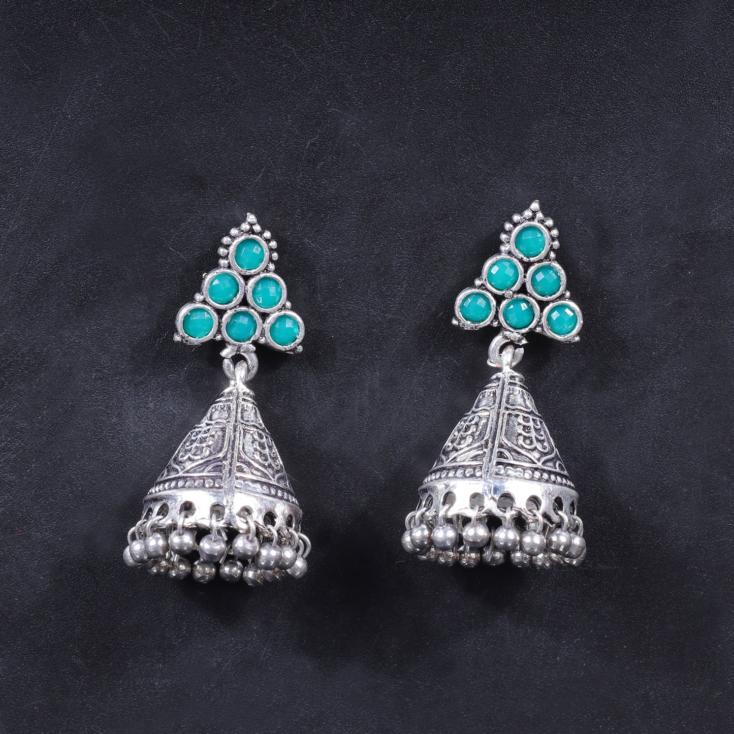 I-conical hanging Jhumki earrings (Green)