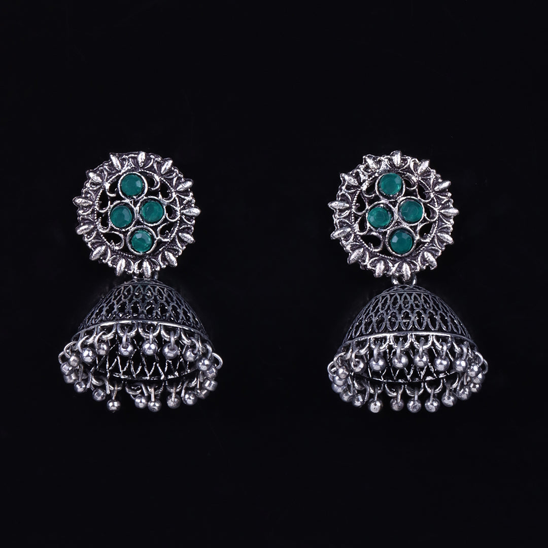Classic chandlier Jhumka earrings (Green)