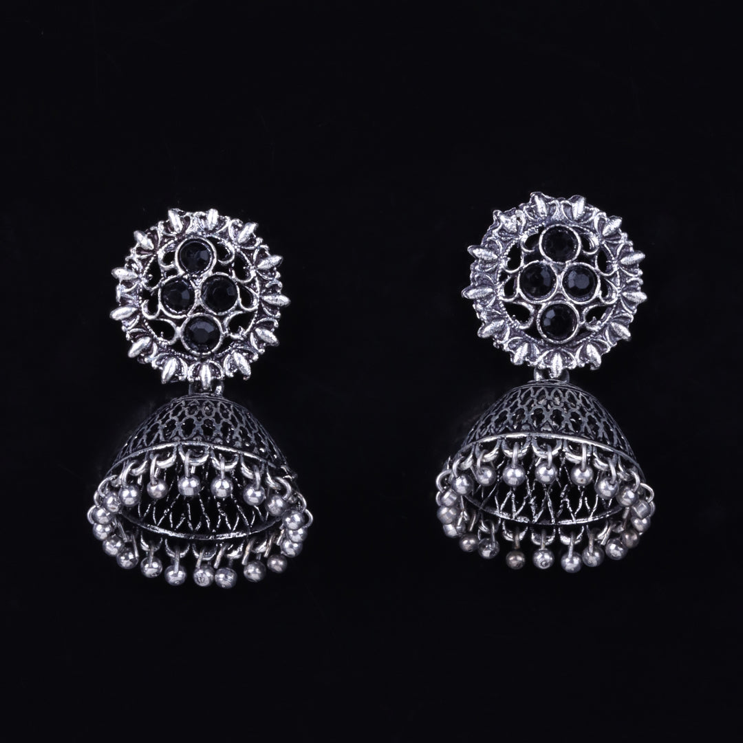 Classic chandlier Jhumka earrings (Black)