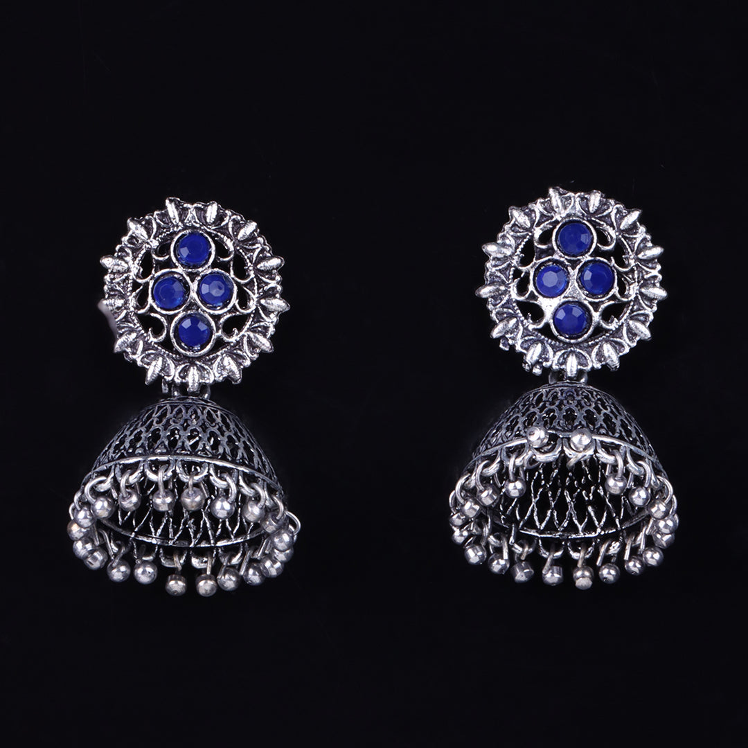 Classic chandlier Jhumka earrings (Blue)