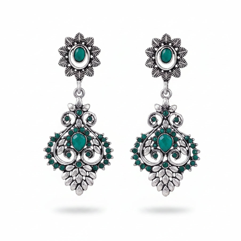 Heritage Paisley Dangler earrings (Green)