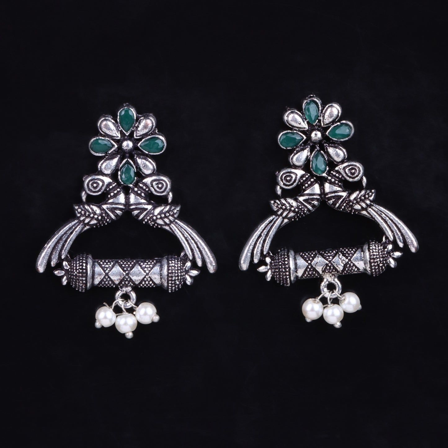 Tweet and bloom stud earring (Green)