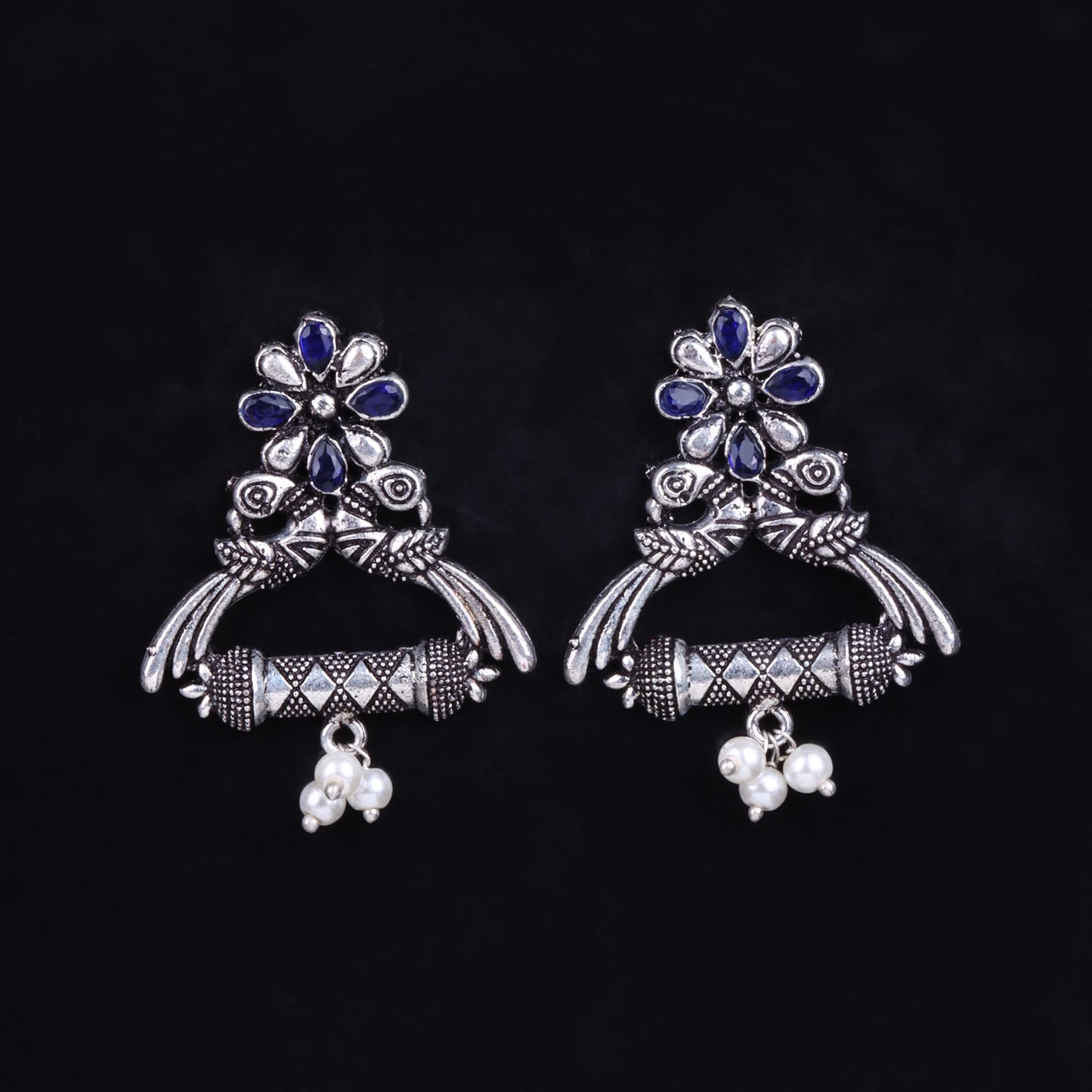 Tweet and bloom stud earring (Blue)