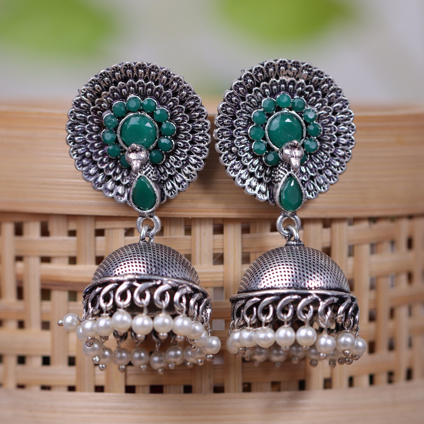 Evergreen jhumka earrings (Green)