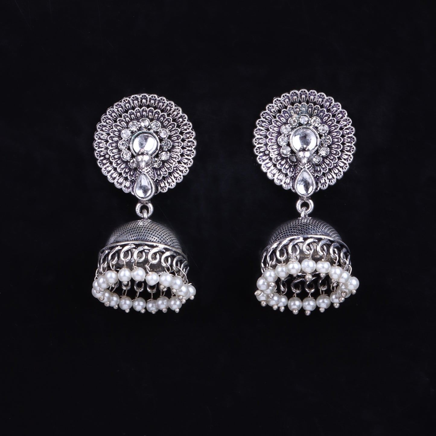 Evergreen jhumka earrings (White)