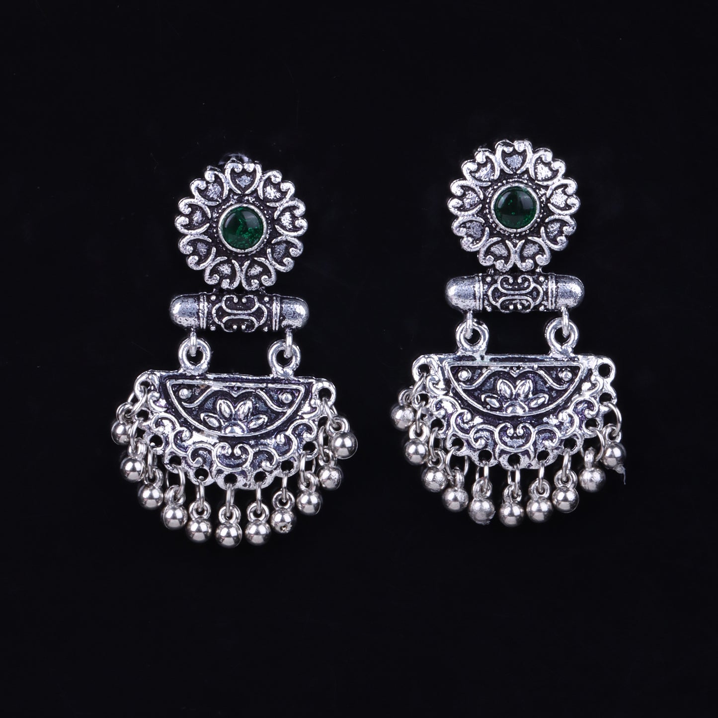 semi- circle hanging dangler earring (Green)